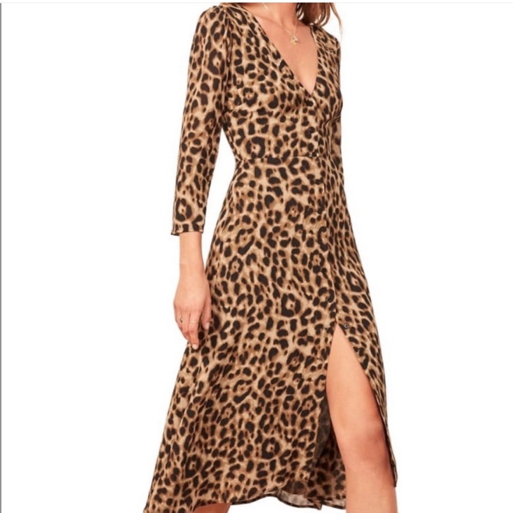 Reformation Alma Leopard Dress